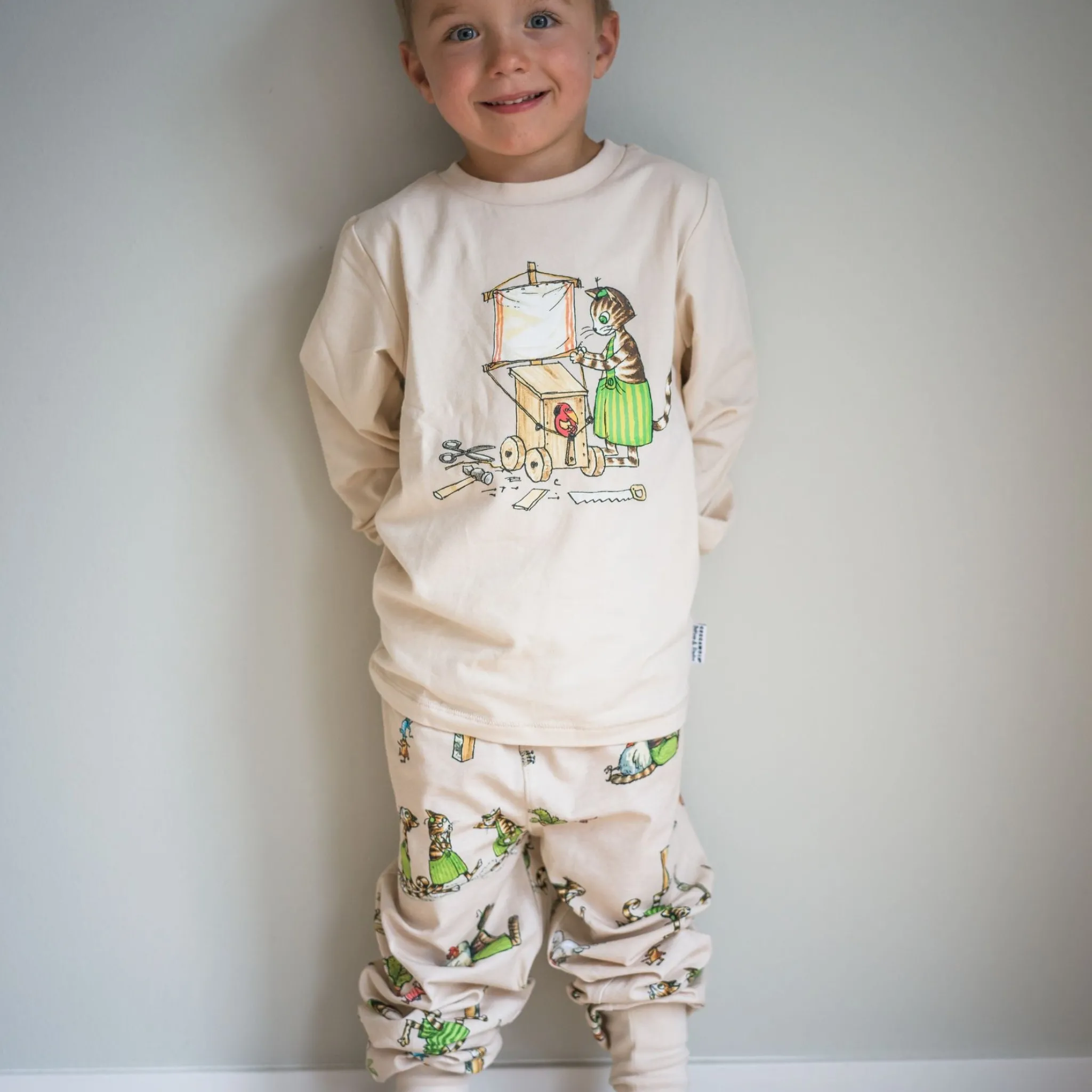 Barn Geggamoja Pyjamas Tvådelad<Pyjamas tvådelad Pettson och Findus Beige