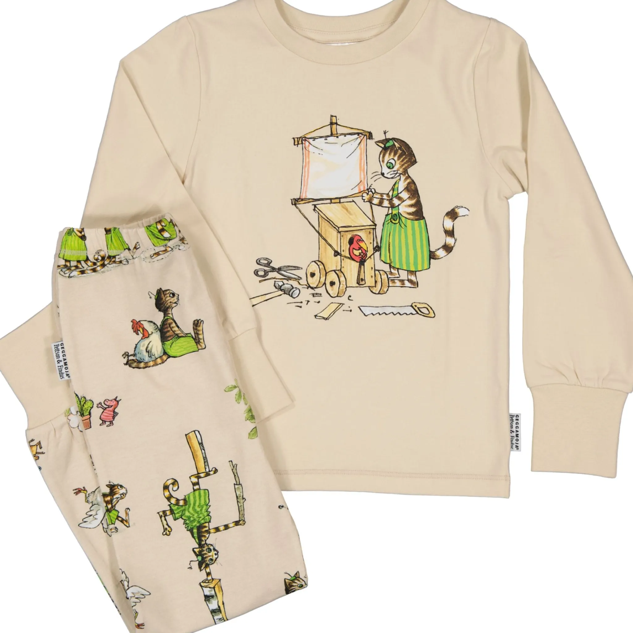 Barn Geggamoja Pyjamas Tvådelad<Pyjamas tvådelad Pettson och Findus Beige