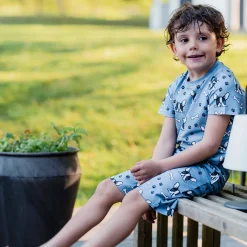 Barn Geggamoja Shorts|T-Shirts<Pyjamas-set Bambu Bulldog Blå