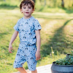 Barn Geggamoja Shorts|T-Shirts<Pyjamas-set Bambu Bulldog Blå