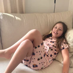 Barn Geggamoja Shorts|T-Shirts<Pyjamas-set Bambu Cool Cats Rosa