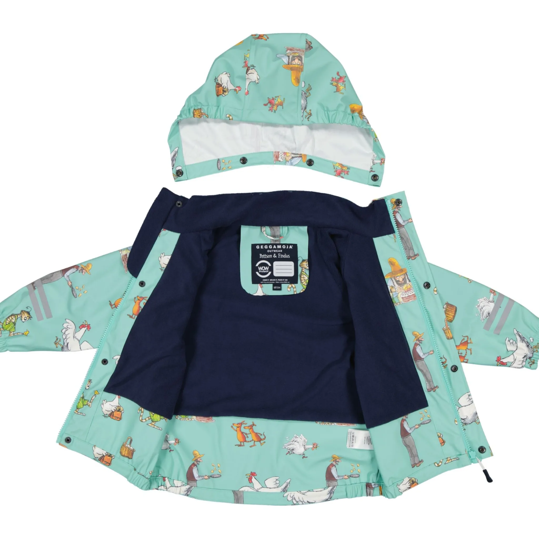 Barn Geggamoja Skal Och Regnkläder<Regnkläder Fleeecefodrat Pettson och Findus Mint