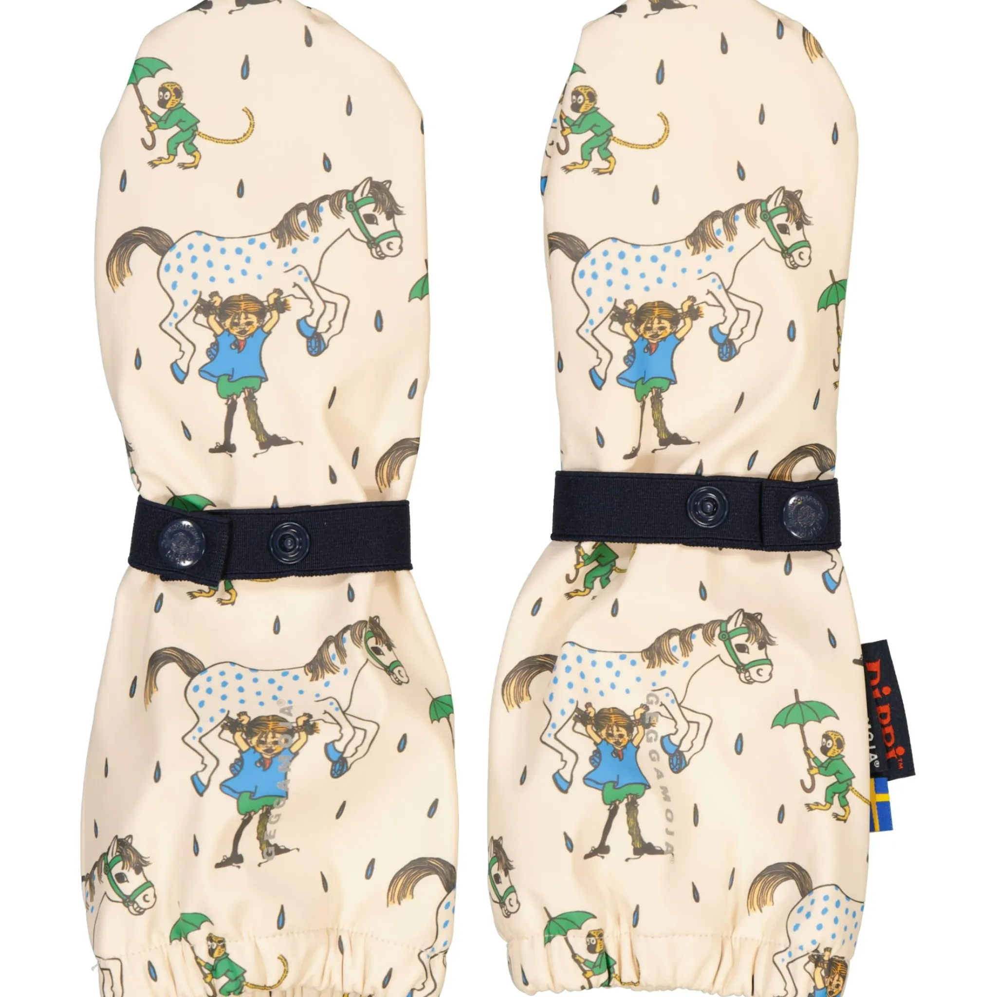 Barn Geggamoja Skal Och Regnkläder<Regnvantar Pippi Långstrump Beige