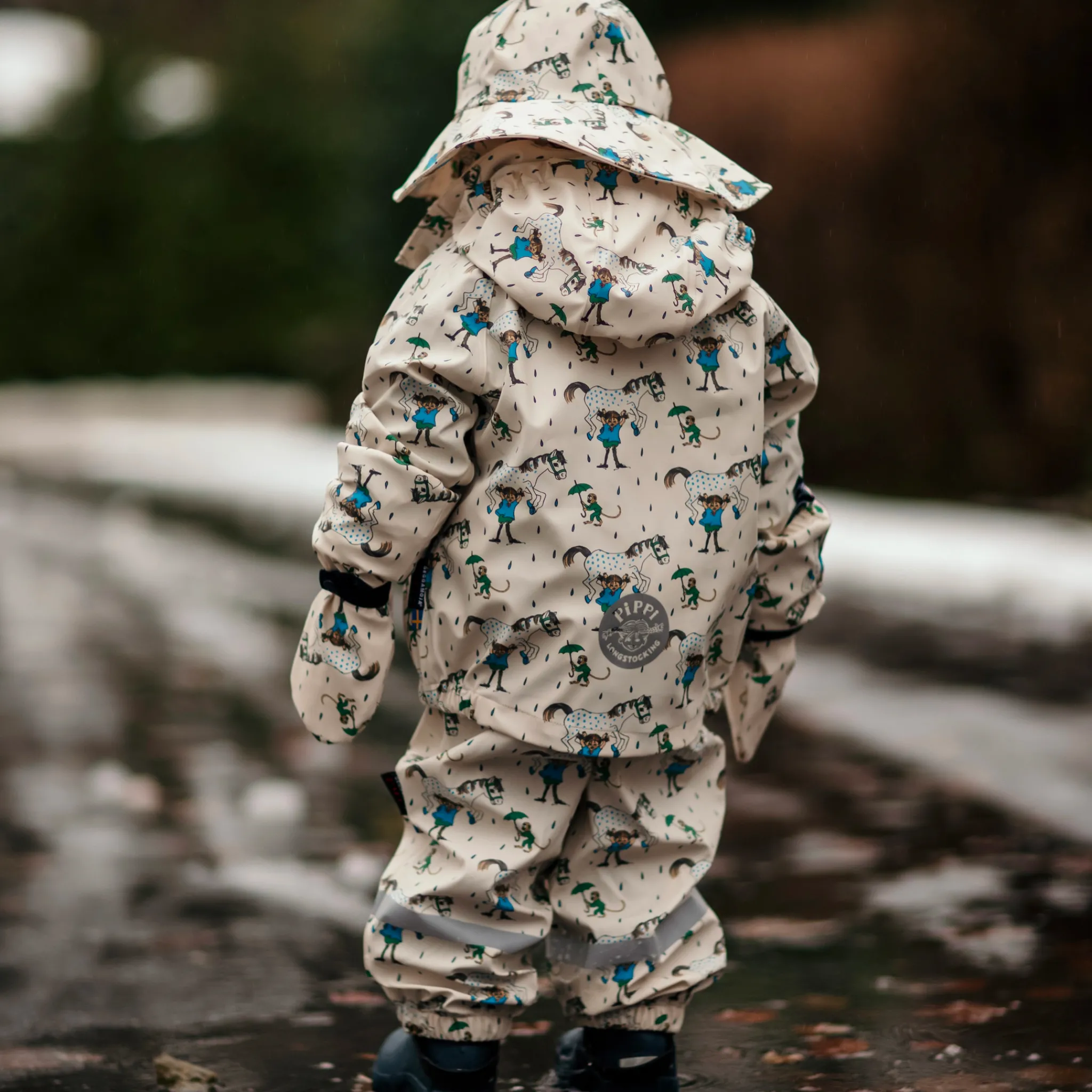 Barn Geggamoja Skal Och Regnkläder<Regnvantar Pippi Långstrump Beige
