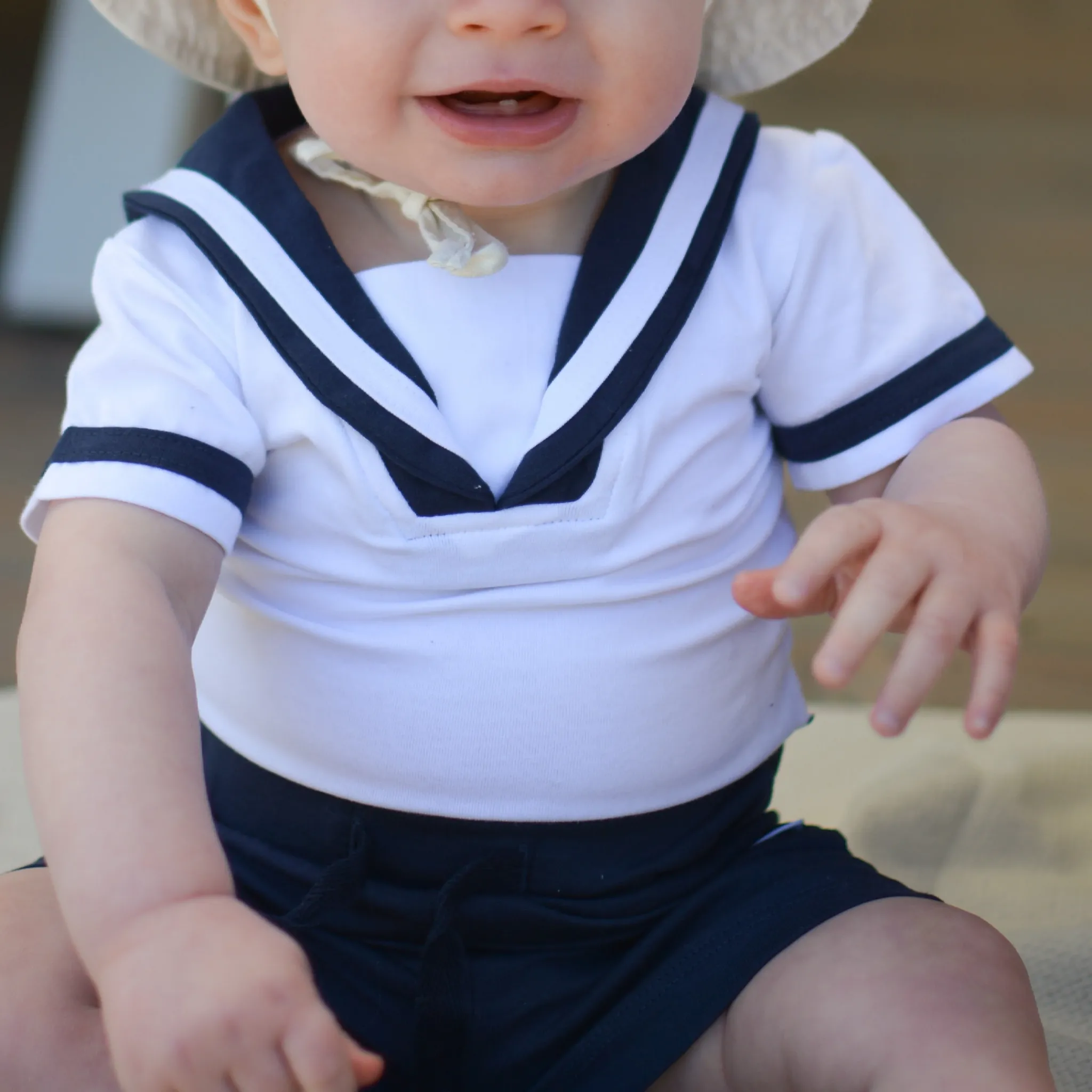 Barn Geggamoja Shorts|Bodys<Seglarset Baby Vit