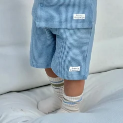 Barn Geggamoja Shorts<Shorts Waffle Dusty Blue