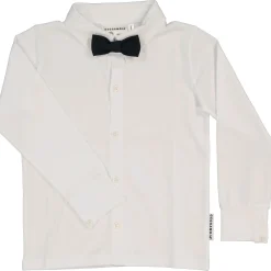 Barn Geggamoja Skjortor<Skjorta med fluga Vit/Marinblå