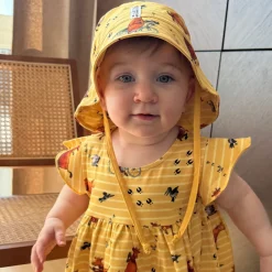 Barn Geggamoja Solhattar Och Kepsar<Solhatt Mamma mu och Kråkan Gul/Vit