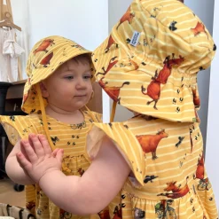 Barn Geggamoja Solhattar Och Kepsar<Solhatt Mamma mu och Kråkan Gul/Vit