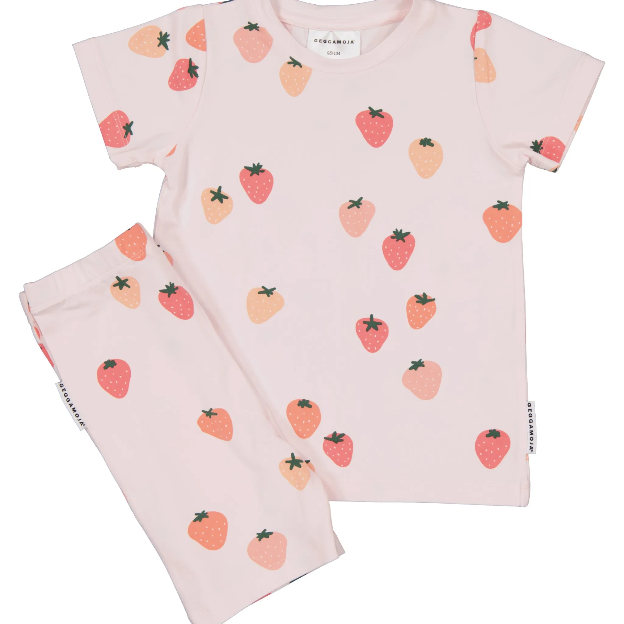 Barn Geggamoja Shorts|Bambukläder<Sommarset Bambu Strawberry