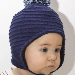 Barn Geggamoja Vintermössor|Hjälmössor<Stickad hjälmmössa Navy