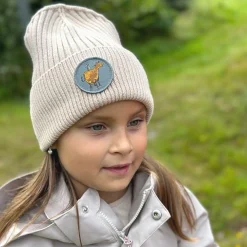 Barn Geggamoja Vintermössor<Stickad mössa Mamma Mu och Kråkan Beige