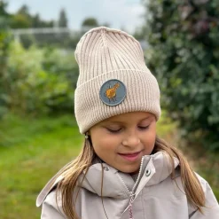 Barn Geggamoja Vintermössor<Stickad mössa Mamma Mu och Kråkan Beige