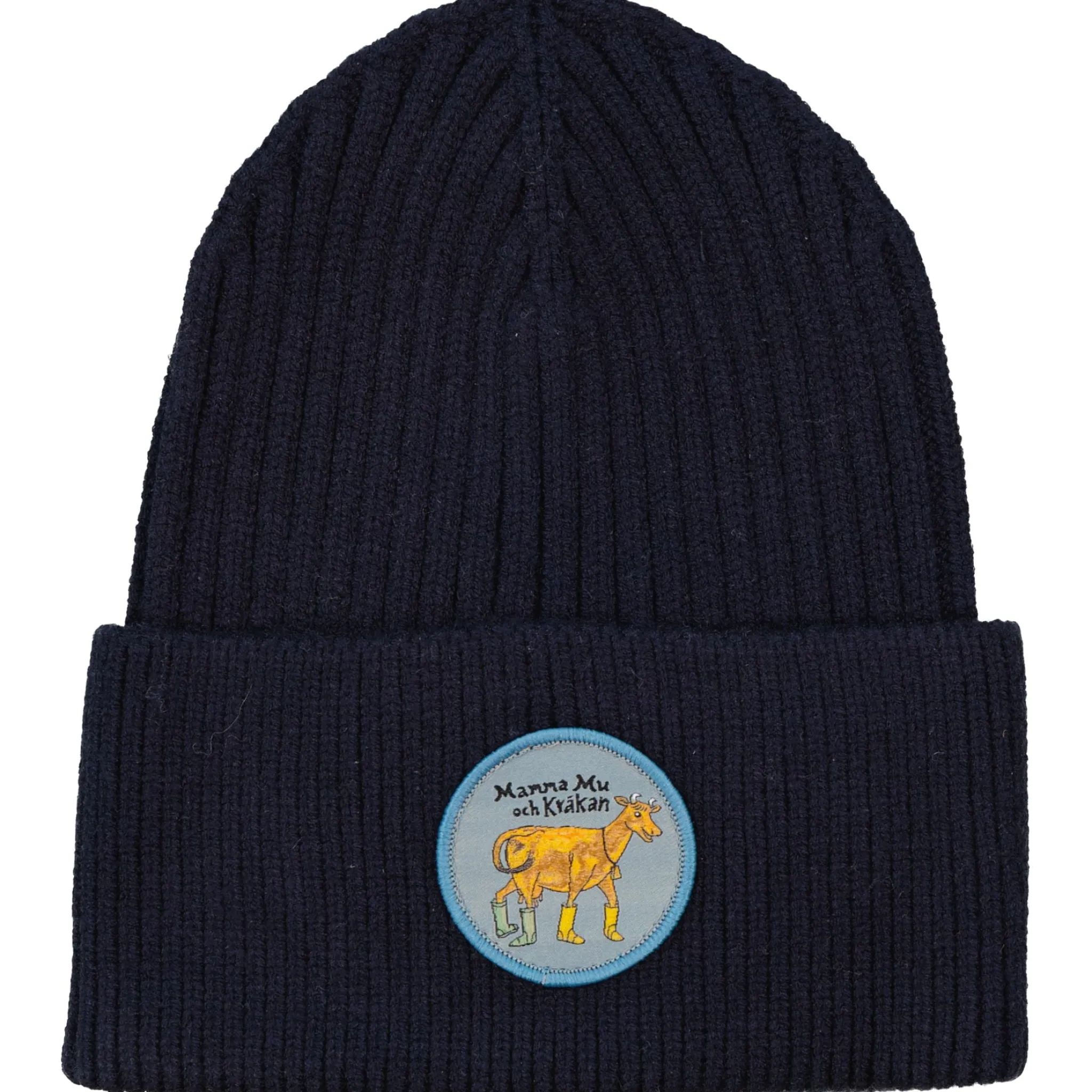Barn Geggamoja Vintermössor<Stickad mössa Mamma Mu och Kråkan Blå