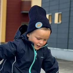 Barn Geggamoja Vintermössor<Stickad mössa Mamma Mu och Kråkan Blå