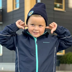 Barn Geggamoja Vintermössor<Stickad mössa Mamma Mu och Kråkan Blå