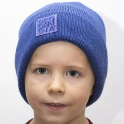 Barn Geggamoja Vintermössor<Stickad mössa Blå