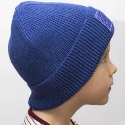 Barn Geggamoja Vintermössor<Stickad mössa Blå