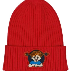 Barn Geggamoja Vintermössor<Stickad Mössa Pippi Långstrump Röd