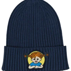 Barn Geggamoja Vintermössor<Stickad Mössa Pippi Långstrump Marinblå