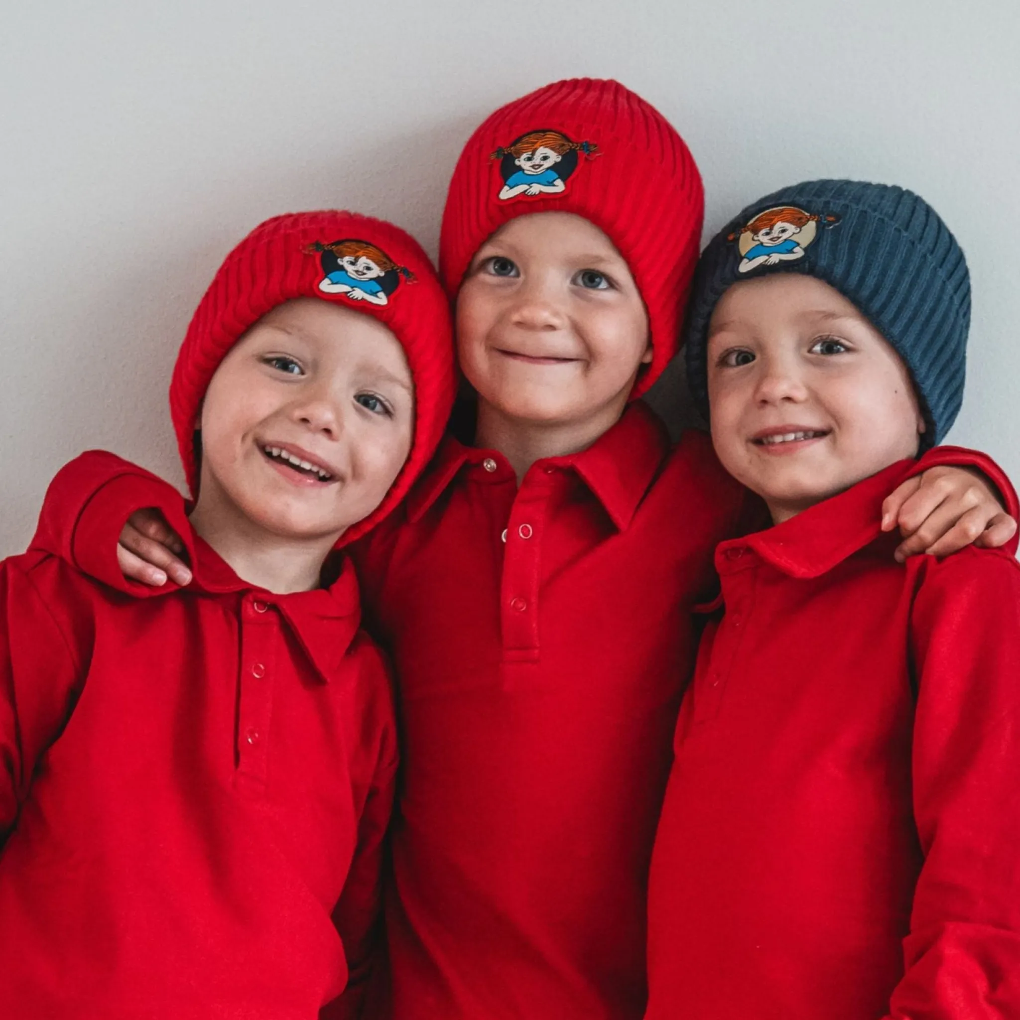 Barn Geggamoja Vintermössor<Stickad Mössa Pippi Långstrump Marinblå