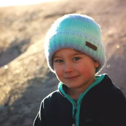 Barn Geggamoja Vintermössor<Stickad mössa Rainbow Blue