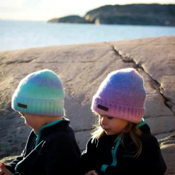Barn Geggamoja Vintermössor<Stickad mössa Rainbow Blue
