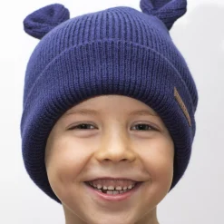 Barn Geggamoja Vintermössor<Stickad mössa Öron Navy