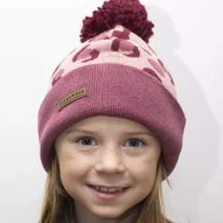 Barn Geggamoja Vintermössor<Stickad mössa Rosa Leo