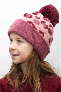 Barn Geggamoja Vintermössor<Stickad mössa Rosa Leo