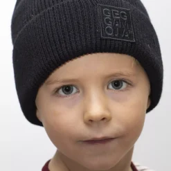 Barn Geggamoja Vintermössor<Stickad mössa Svart
