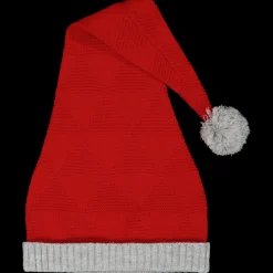 Barn Geggamoja Vintermössor<Stickad tomteluva Röd