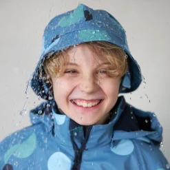 Barn Geggamoja Solhattar Och Kepsar<Sydväst /Regnhatt fodrad Prickig Blå