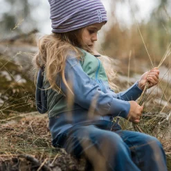 Barn Geggamoja Tunna Mössor<Topline Fleecemössa Grårandig