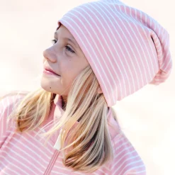 Barn Geggamoja Vintermössor<Topline Mössa fleecefodrad Rosa/Offwhite