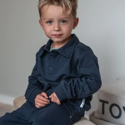 Barn Geggamoja Tröjor<Tröja med krage Marinblå