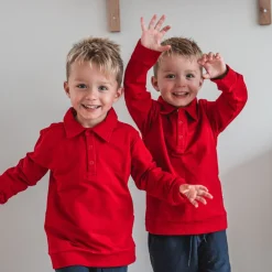 Barn Geggamoja Tröjor<Tröja med krage Mörkröd