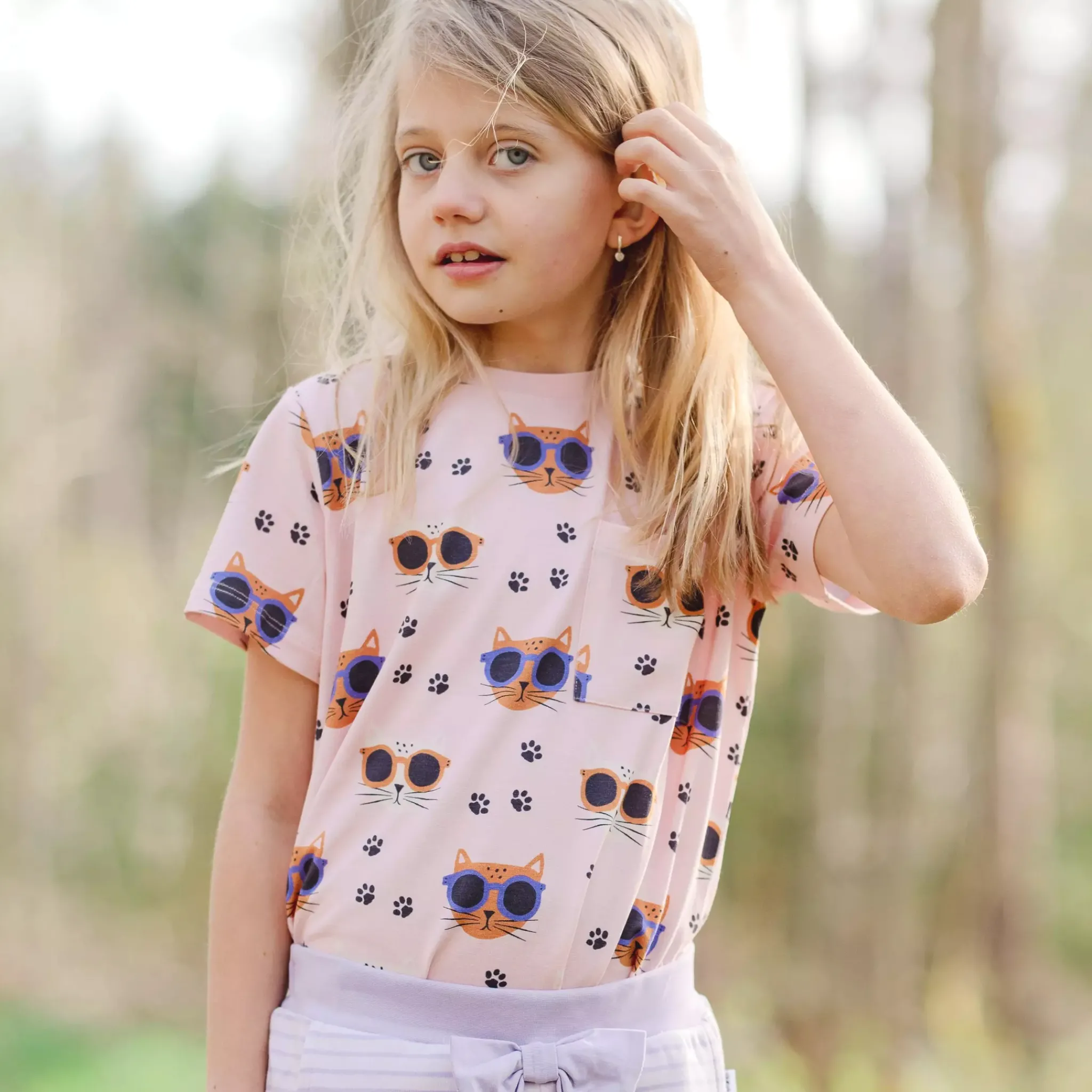 Barn Geggamoja T-Shirts|Bambukläder<T-shirt Bambu Cool Cats Rosa