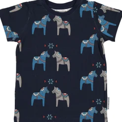 Barn Geggamoja T-Shirts|Bambukläder<T-shirt Bambu Dalahäst Navy