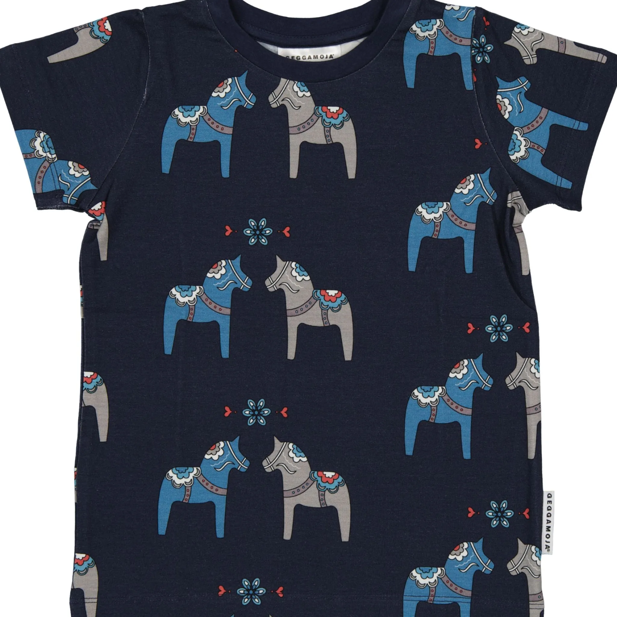 Barn Geggamoja T-Shirts|Bambukläder<T-shirt Bambu Dalahäst Navy