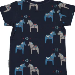 Barn Geggamoja T-Shirts|Bambukläder<T-shirt Bambu Dalahäst Navy