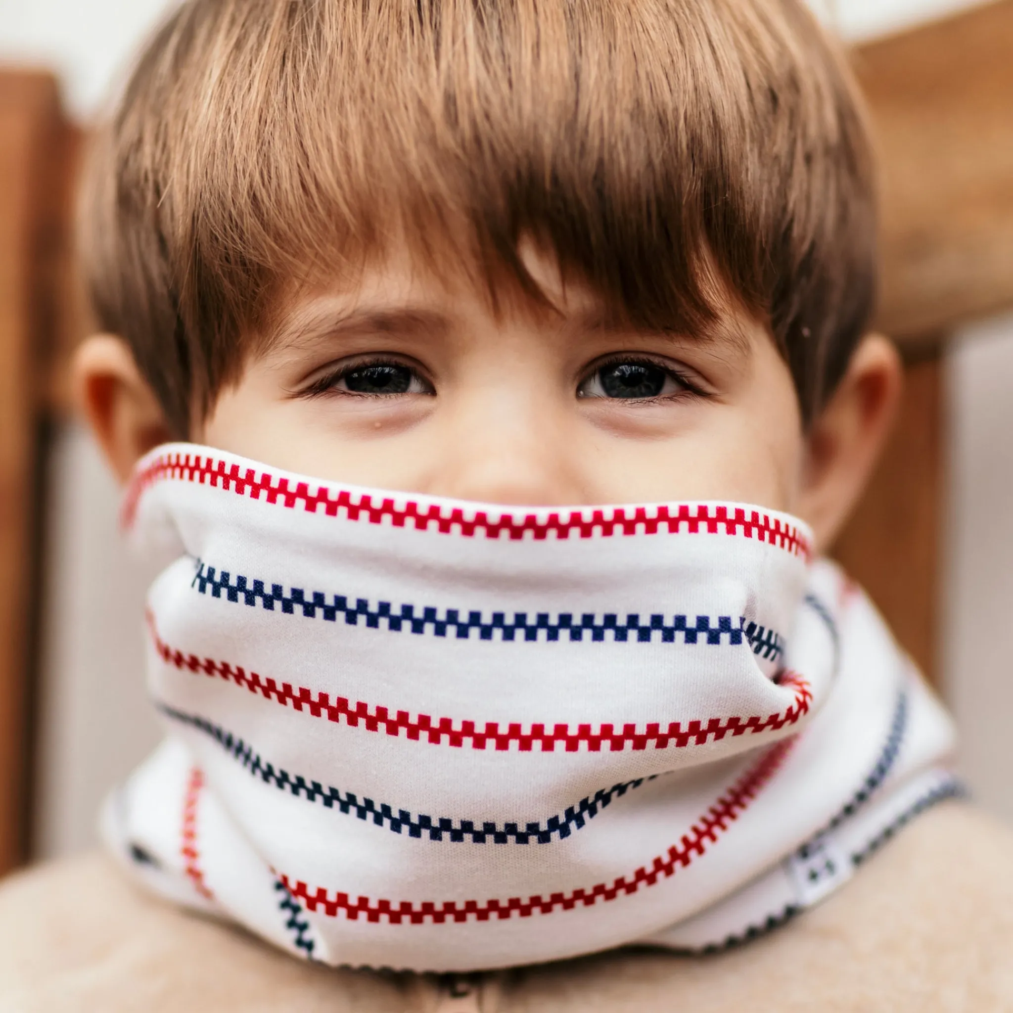 Barn Geggamoja Vintermössor|Fleecekläder<Tube fleece Pippi Långstrump Randig