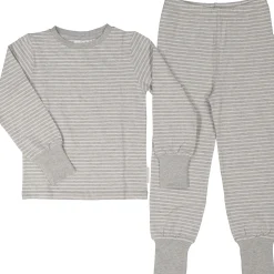 Barn Geggamoja Pyjamas Tvådelad|Bambukläder<Tvådelad Pyjamas Bambu Classic Grå/Vit