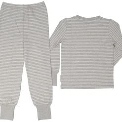 Barn Geggamoja Pyjamas Tvådelad|Bambukläder<Tvådelad Pyjamas Bambu Classic Grå/Vit