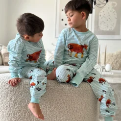 Barn Geggamoja Pyjamas Tvådelad<Tvådelad Pyjamas Mamma Mu och Kråkan Mint/Vit