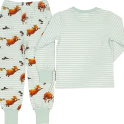Barn Geggamoja Pyjamas Tvådelad<Tvådelad Pyjamas Mamma Mu och Kråkan Mint/Vit