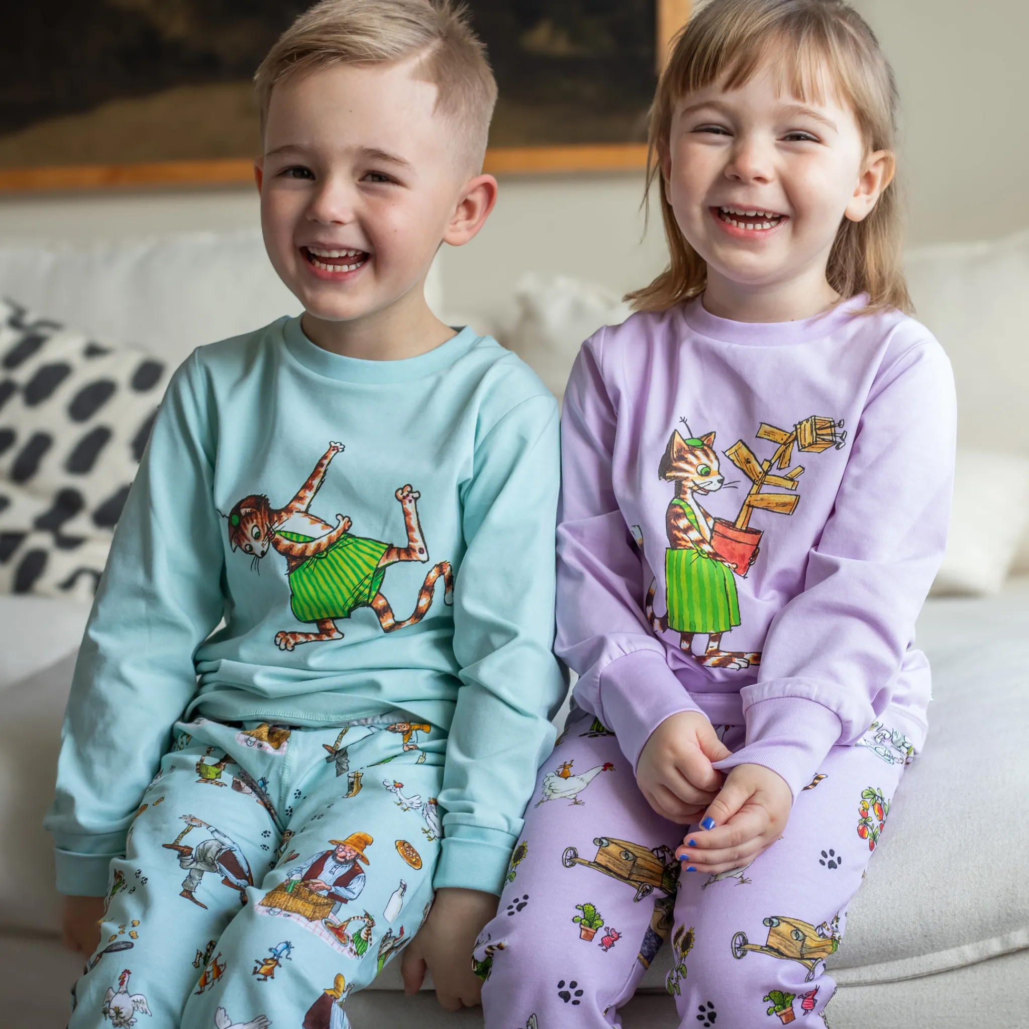 Barn Geggamoja Pyjamas Tvådelad<Tvådelad pyjamas Pettson och Findus Mint