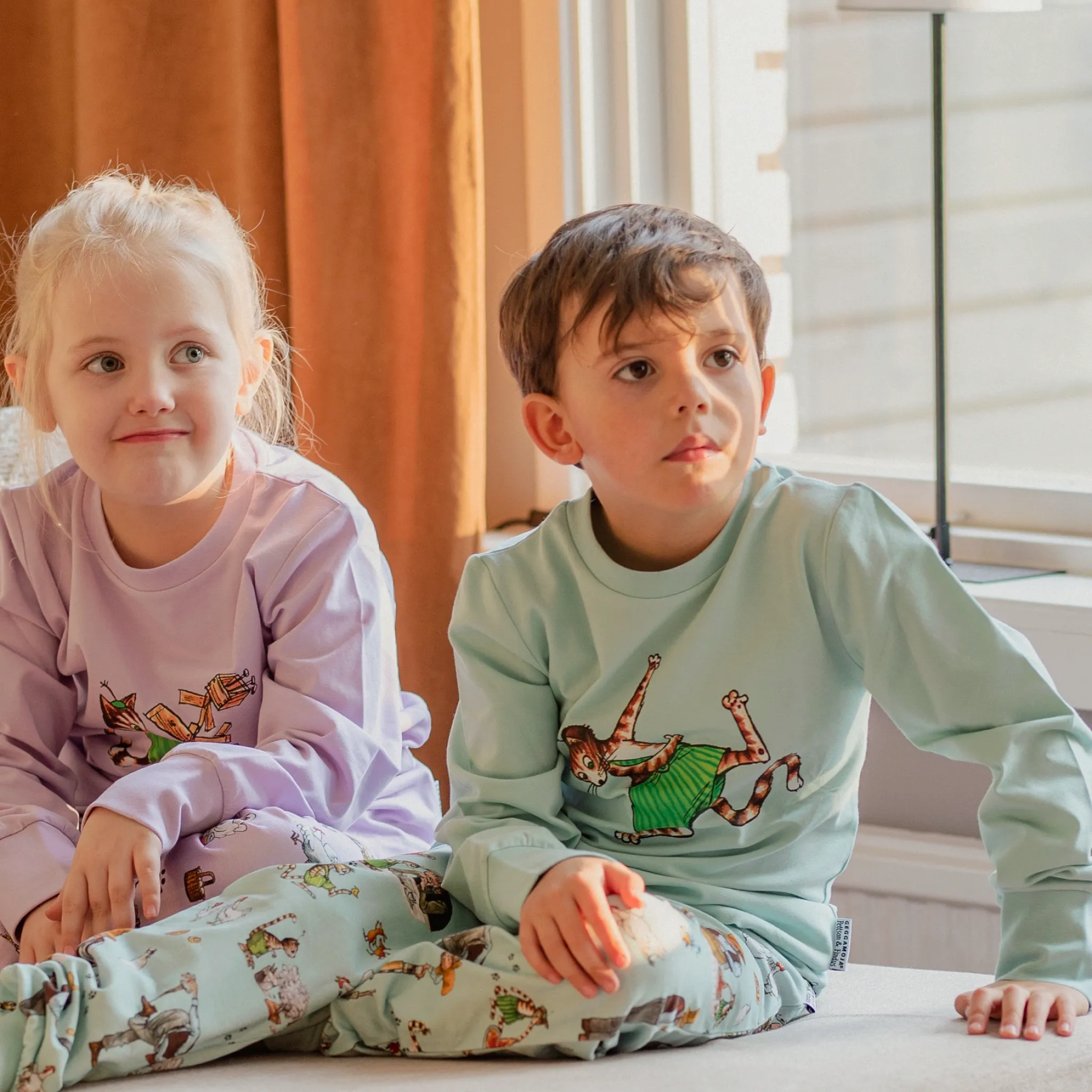 Barn Geggamoja Pyjamas Tvådelad<Tvådelad pyjamas Pettson och Findus Mint