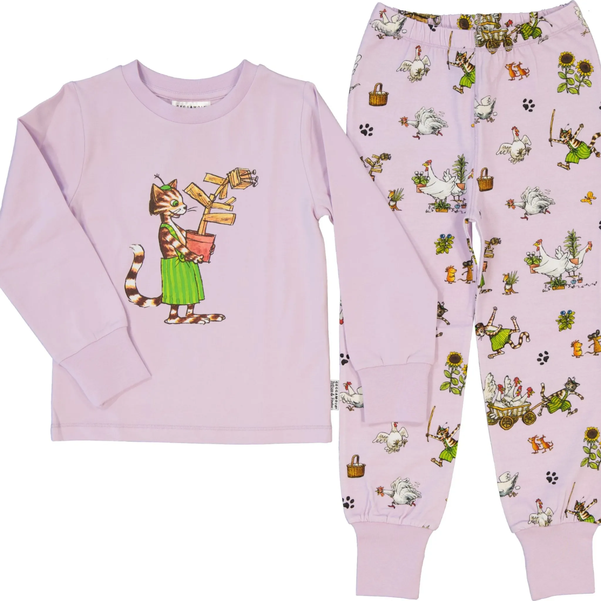 Barn Geggamoja Pyjamas Tvådelad<Tvådelad pyjamas Pettson och Findus Lila