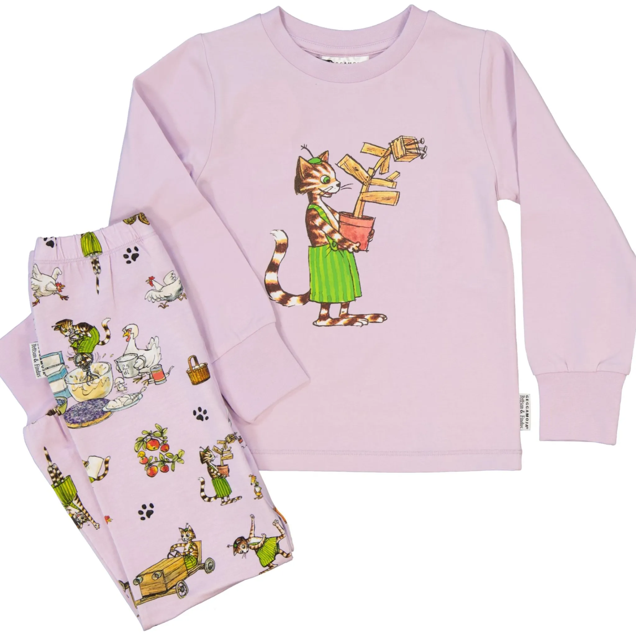 Barn Geggamoja Pyjamas Tvådelad<Tvådelad pyjamas Pettson och Findus Lila